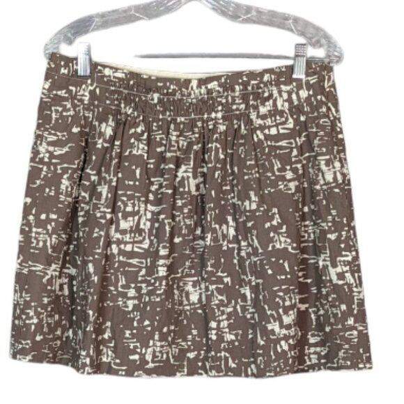 J. CREW FACTORY A-Line Pleated Camouflage Cotton Lined Skirt Taupe Cream Size 10 - Picture 1 of 11